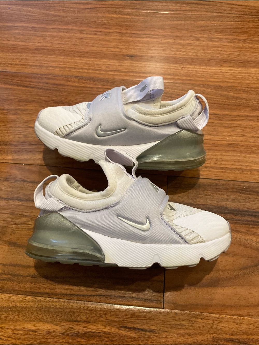 Nike Kids White and Light Gray Slip-On Sneakers
